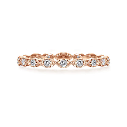 14K Rose Gold Marquise Station Diamond Stackable Ring — Gabriel & Co. LR4794K45JJ