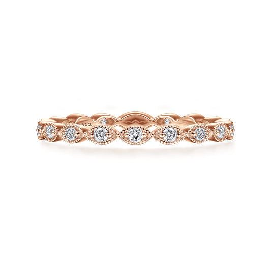 14K Rose Gold Marquise Station Diamond Stackable Ring — Gabriel & Co. LR4794K45JJ