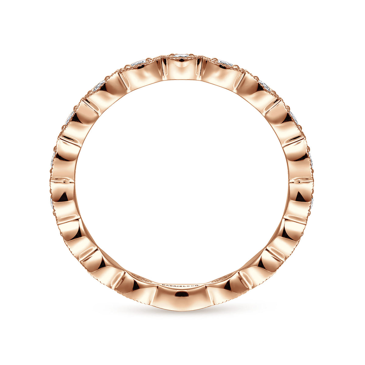 14K Rose Gold Marquise Station Diamond Stackable Ring — Gabriel & Co. LR4794K45JJ