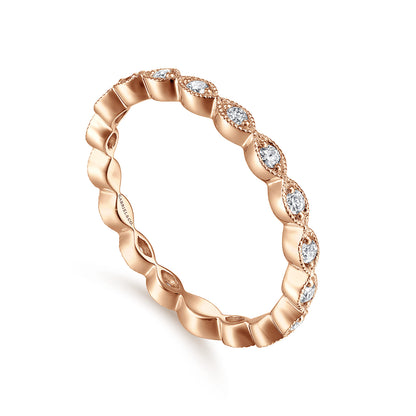 14K Rose Gold Marquise Station Diamond Stackable Ring — Gabriel & Co. LR4794K45JJ