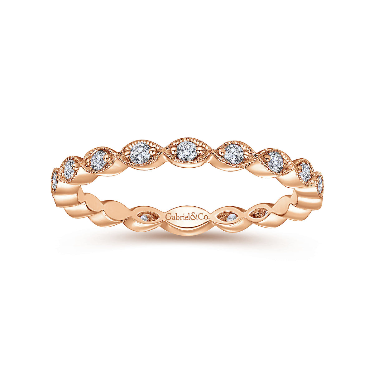 14K Rose Gold Marquise Station Diamond Stackable Ring — Gabriel & Co. LR4794K45JJ