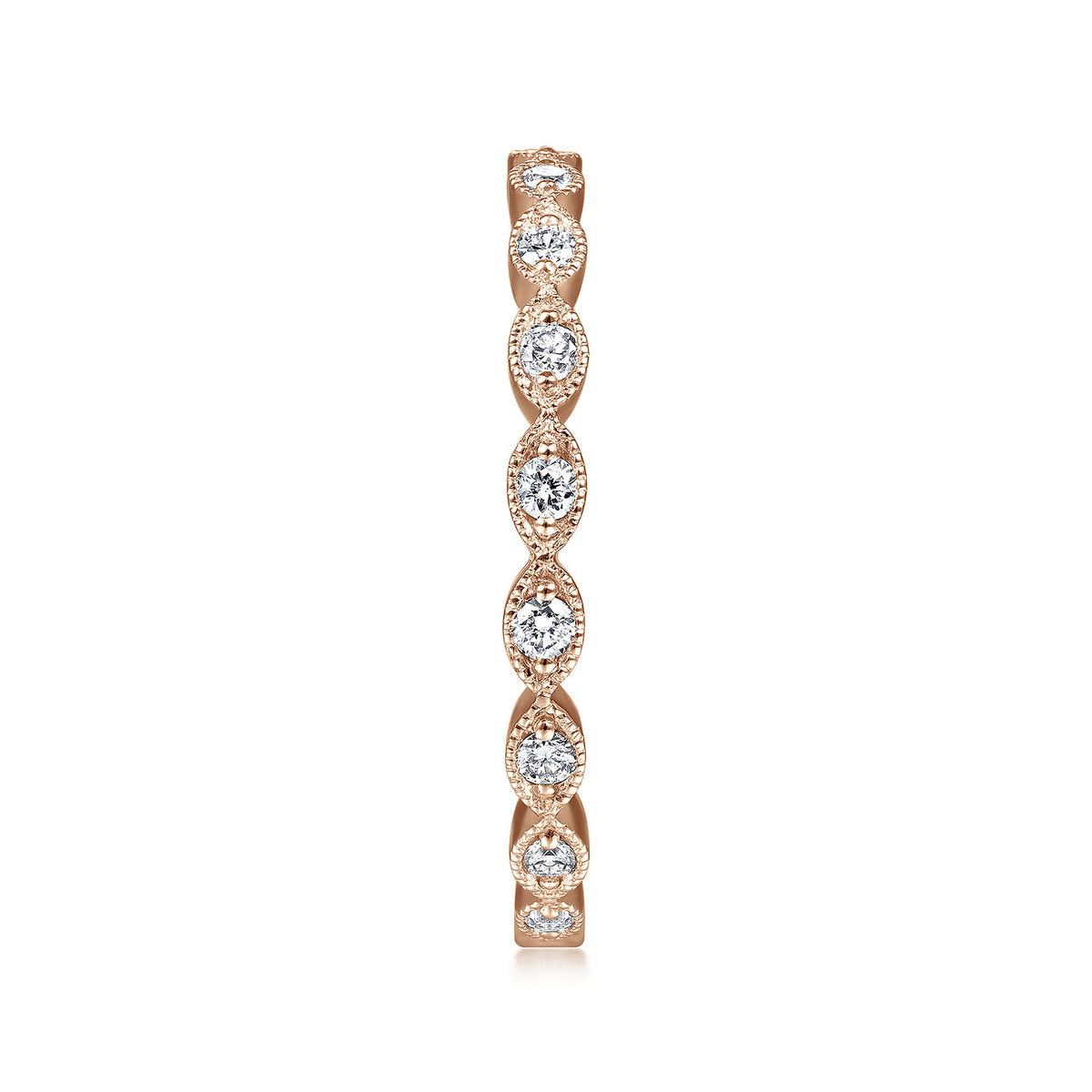 14K Rose Gold Marquise Station Diamond Stackable Ring — Gabriel & Co. LR4794K45JJ
