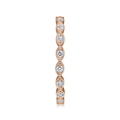 14K Rose Gold Marquise Station Diamond Stackable Ring — Gabriel & Co. LR4794K45JJ