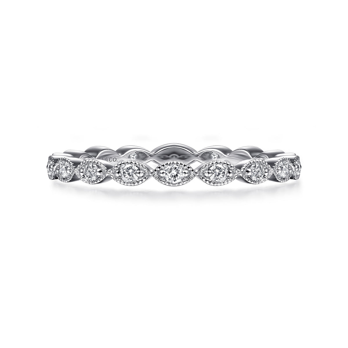 14K White Gold Marquise Station Diamond Stackable Ring — Gabriel & Co. LR4794W45JJ