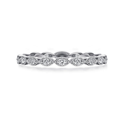 14K White Gold Marquise Station Diamond Stackable Ring — Gabriel & Co. LR4794W45JJ