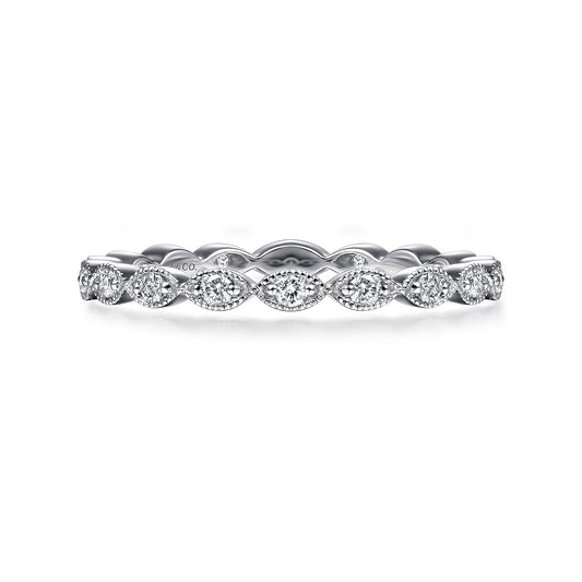 14K White Gold Marquise Station Diamond Stackable Ring — Gabriel & Co. LR4794W45JJ