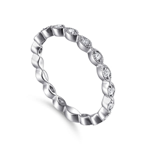 14K White Gold Marquise Station Diamond Stackable Ring — Gabriel & Co. LR4794W45JJ