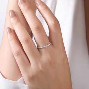 14K White Gold Marquise Station Diamond Stackable Ring — Gabriel & Co. LR4794W45JJ