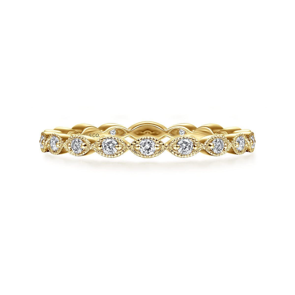 14K Yellow Gold Marquise Station Diamond Stackable Ring — Gabriel & Co. LR4794Y45JJ