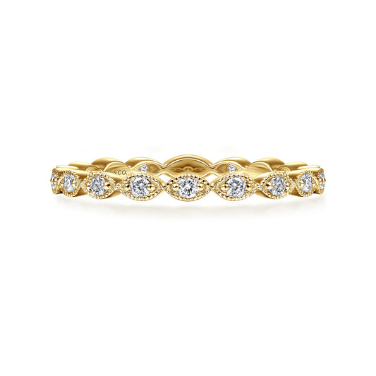 14K Yellow Gold Marquise Station Diamond Stackable Ring — Gabriel & Co. LR4794Y45JJ