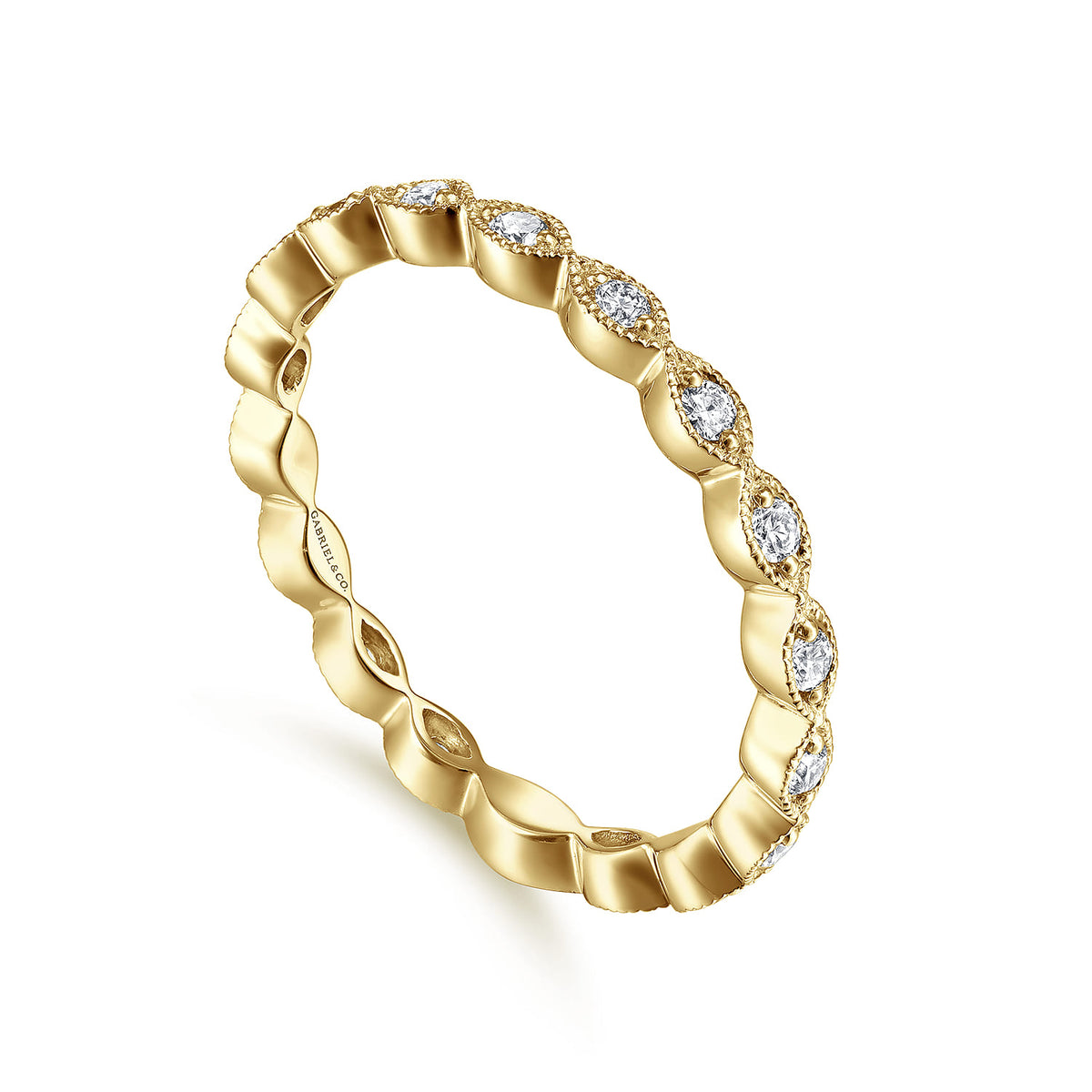 14K Yellow Gold Marquise Station Diamond Stackable Ring — Gabriel & Co. LR4794Y45JJ
