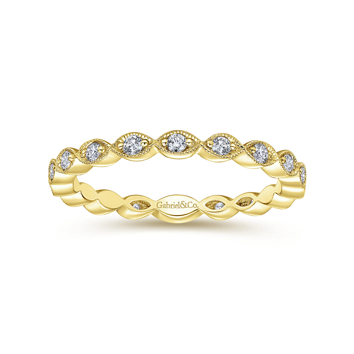 14K Yellow Gold Marquise Station Diamond Stackable Ring — Gabriel & Co. LR4794Y45JJ