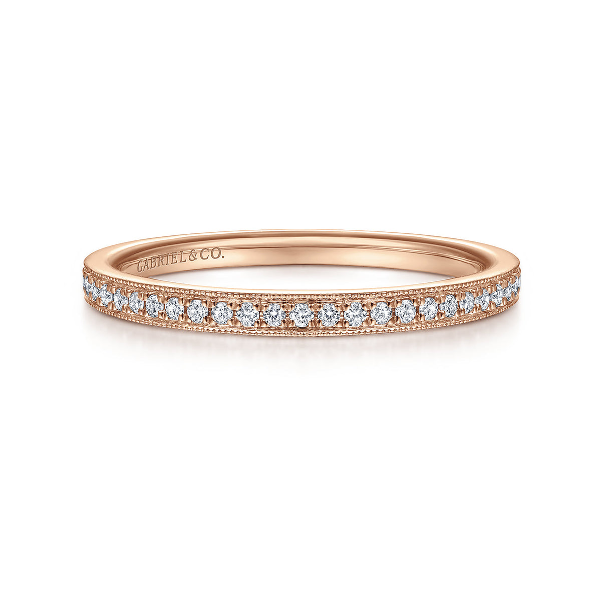 14k Rose Gold Pave Diamond Eternity Stackable Ring — Gabriel & Co. LR4862K45JJ