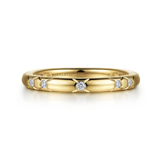 Stackable Ring 14K Yellow Gold Blue Diamond 0.15ct Bujukan — Gabriel & Co. LR4877Y45JJ