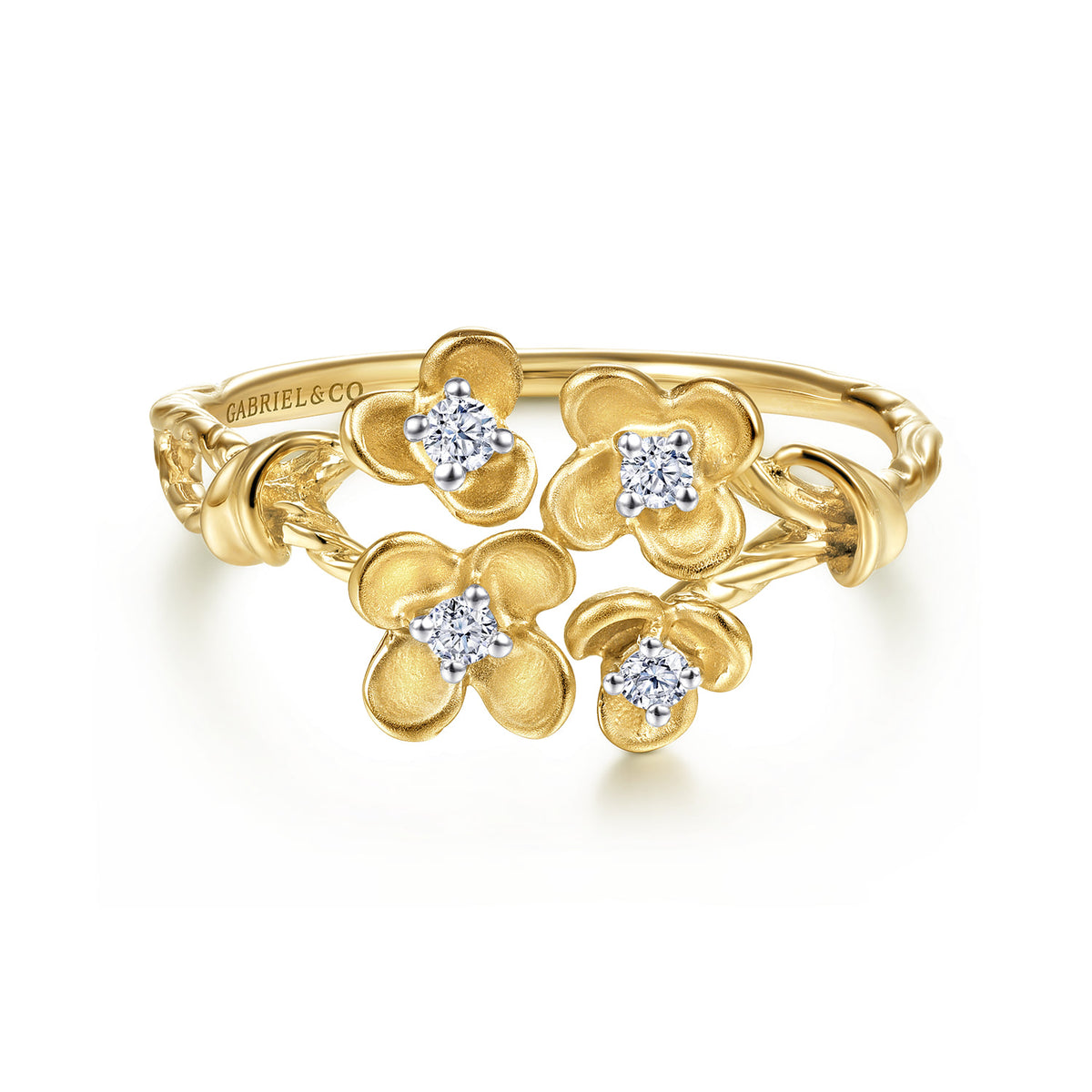 14K Yellow Gold Engraved Floral Diamond Ring — Gabriel & Co. LR50555Y45JJ