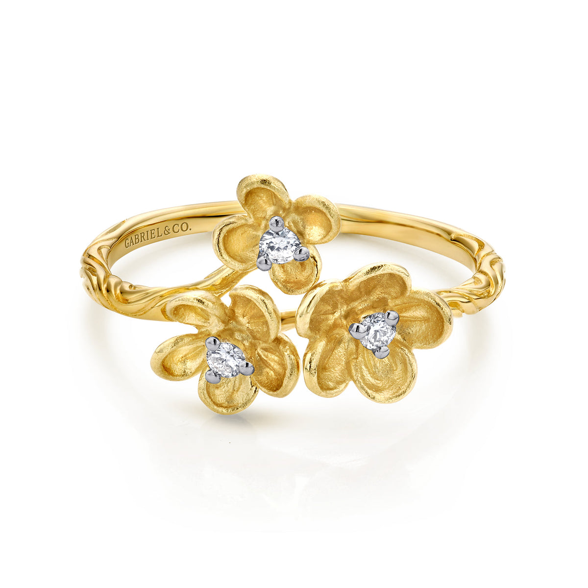 14K Yellow Gold Engraved Floral Diamond Ring — Gabriel & Co. LR50556Y45JJ
