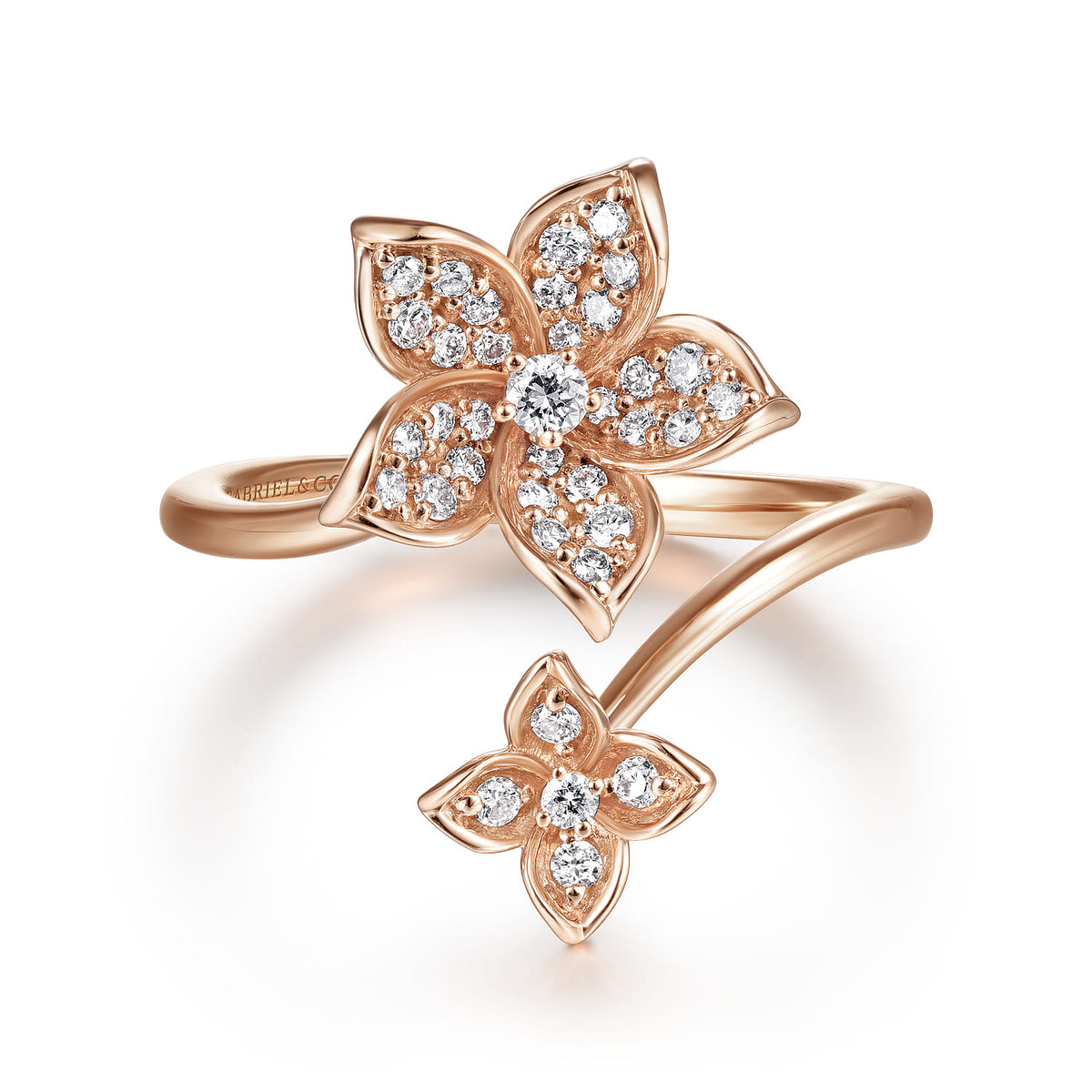 14K Rose Gold Floral Bypass Diamond Ring — Gabriel & Co. LR50640K45JJ