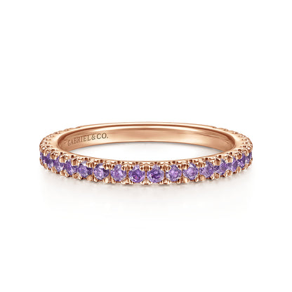 14K Rose Gold Amethyst Stackable Ring — Gabriel & Co. LR50889K4JAM