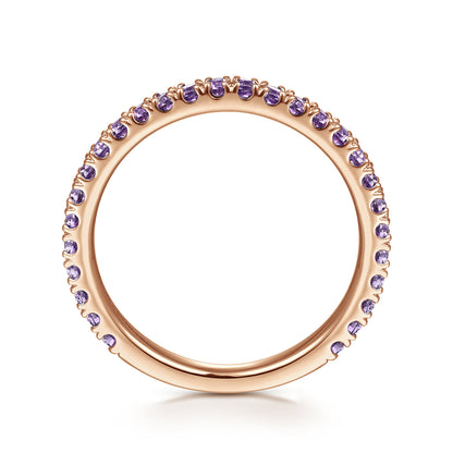 14K Rose Gold Amethyst Stackable Ring — Gabriel & Co. LR50889K4JAM