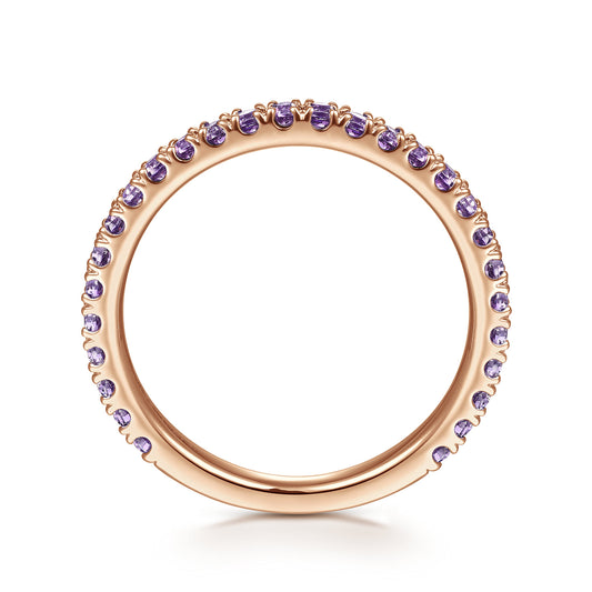 14K Rose Gold Amethyst Stackable Ring — Gabriel & Co. LR50889K4JAM