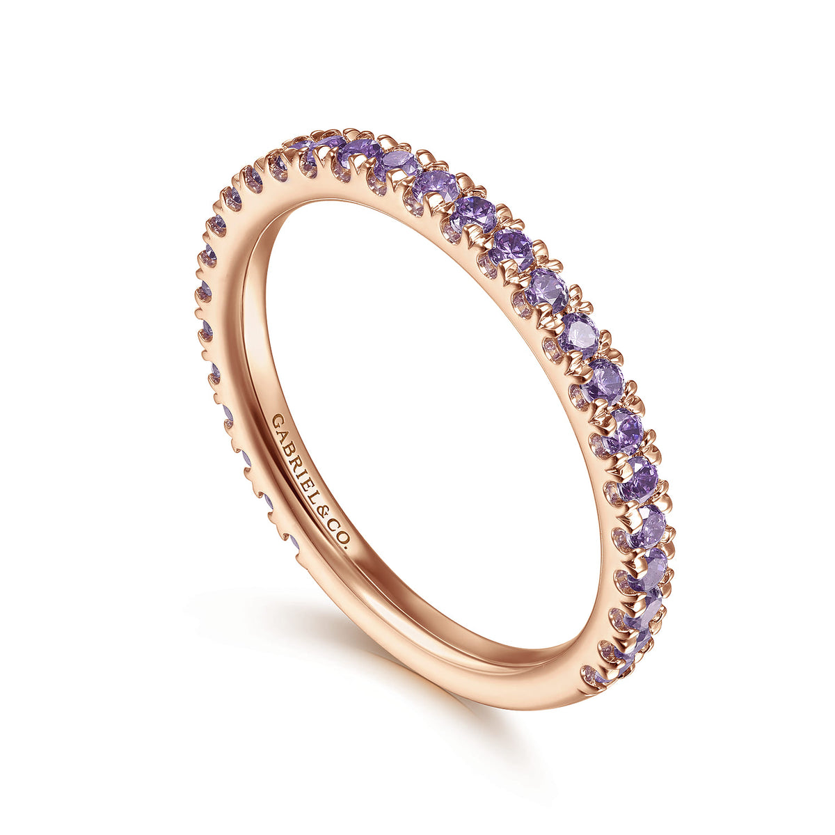 14K Rose Gold Amethyst Stackable Ring — Gabriel & Co. LR50889K4JAM