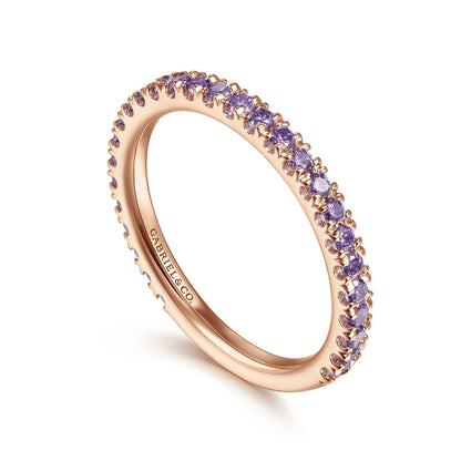 14K Rose Gold Amethyst Stackable Ring — Gabriel & Co. LR50889K4JAM
