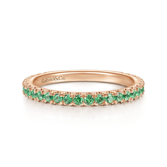 14K Rose Gold Emerald Stackable Ring — Gabriel & Co. LR50889K4JEA