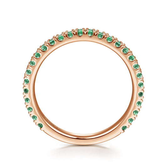 14K Rose Gold Emerald Stackable Ring — Gabriel & Co. LR50889K4JEA