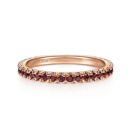 14K Rose Gold Garnet Stackable Ring — Gabriel & Co. LR50889K4JGN