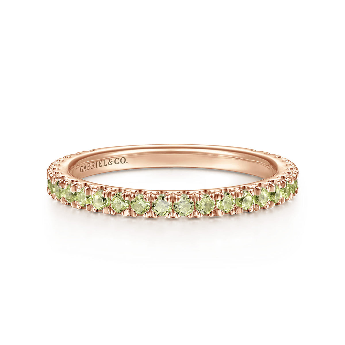 14K Rose Gold Peridot Stackable Ring — Gabriel & Co. LR50889K4JPE