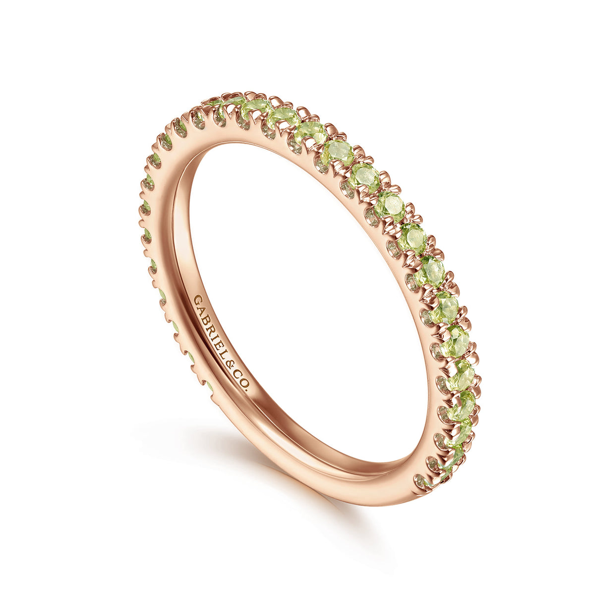 14K Rose Gold Peridot Stackable Ring — Gabriel & Co. LR50889K4JPE