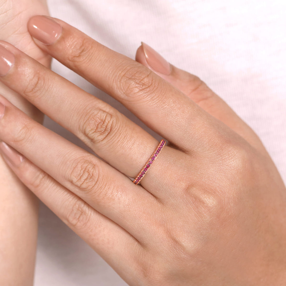 14K Rose Gold Ruby Stackable Ring — Gabriel & Co. LR50889K4JRA