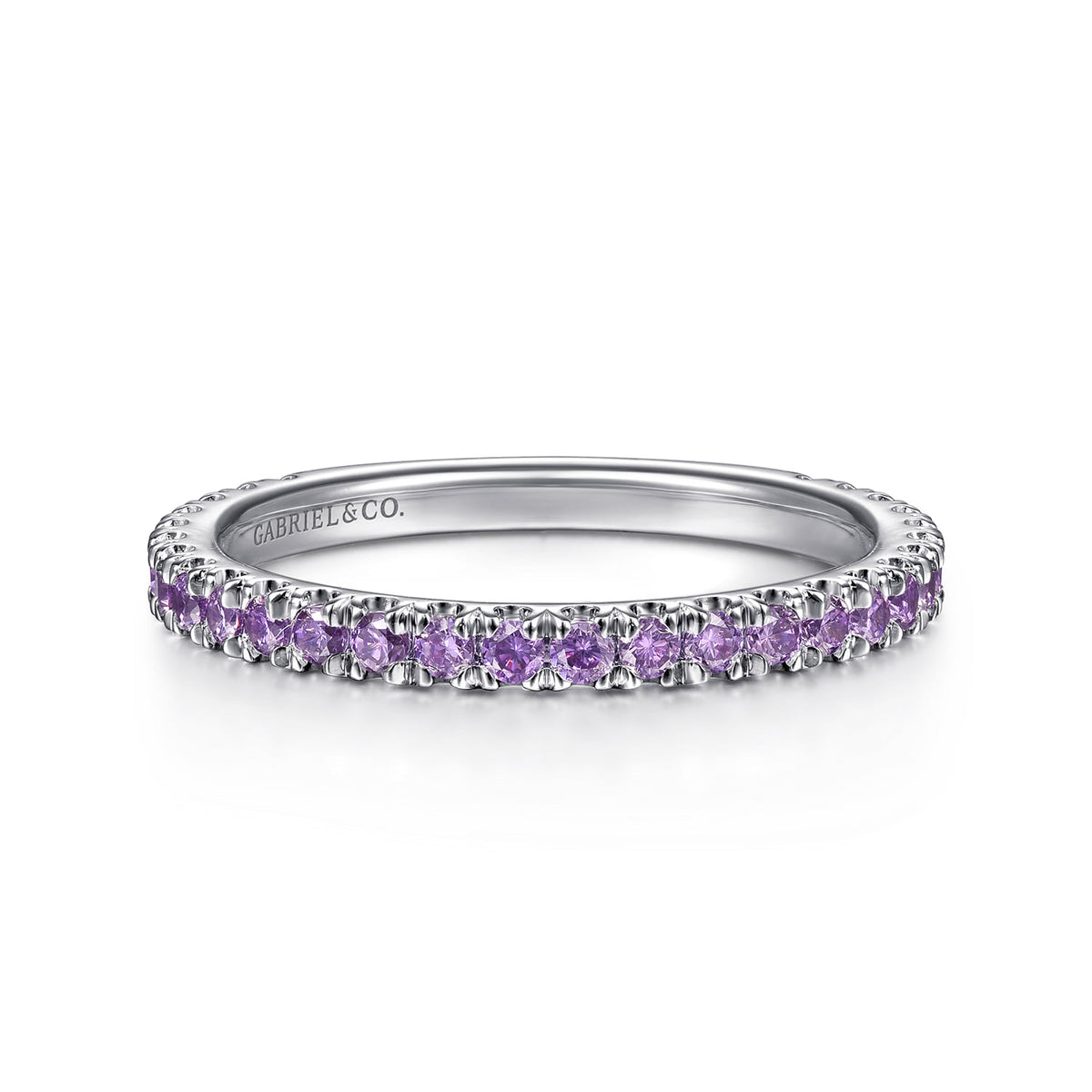 14K White Gold Amethyst Stackable Ring — Gabriel & Co. LR50889W4JAM