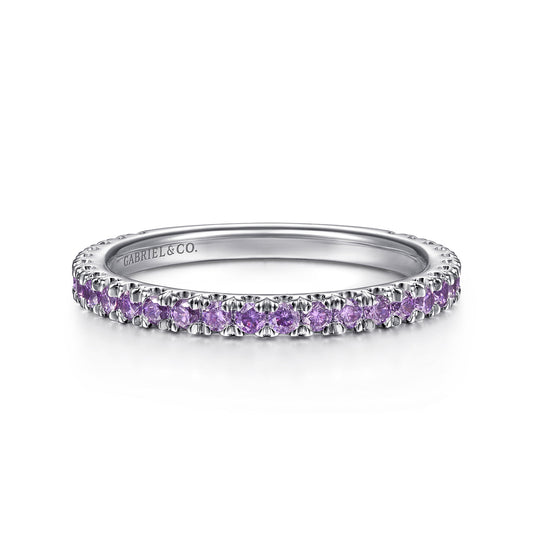 14K White Gold Amethyst Stackable Ring — Gabriel & Co. LR50889W4JAM