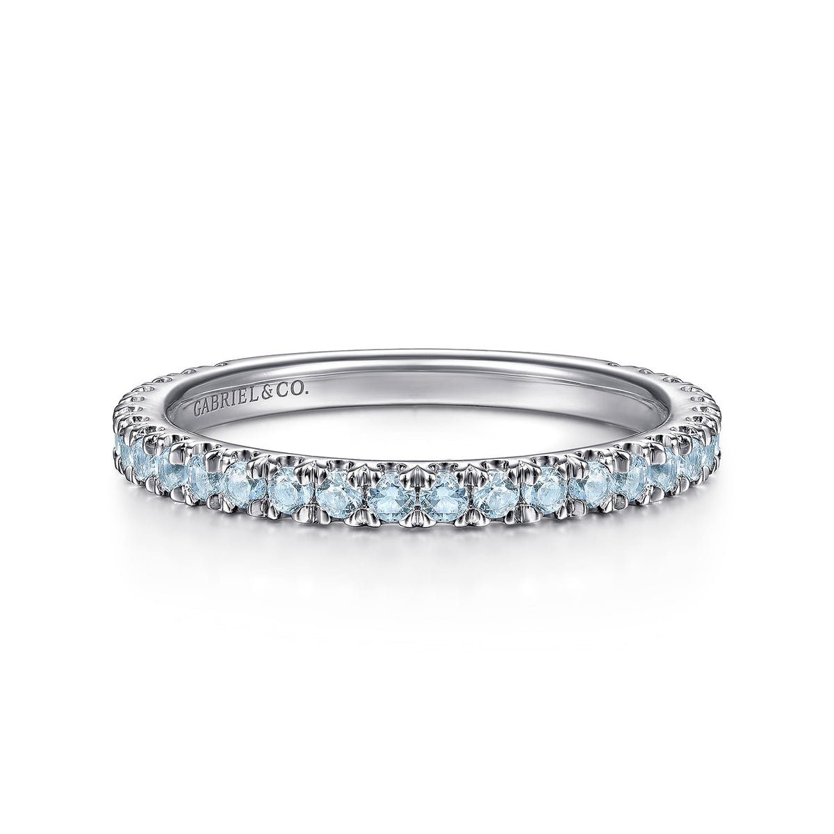 14K White Gold Blue Topaz Stackable Ring — Gabriel & Co. LR50889W4JBT
