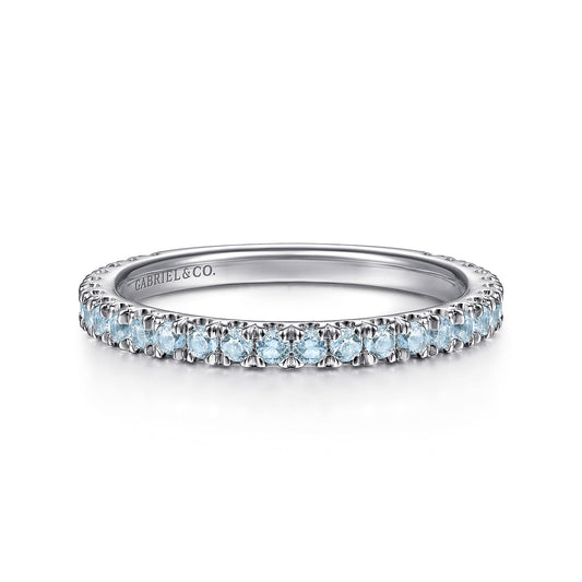 14K White Gold Blue Topaz Stackable Ring — Gabriel & Co. LR50889W4JBT
