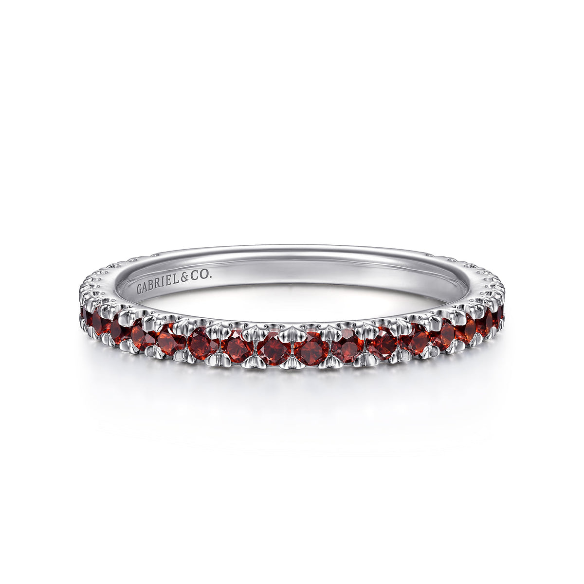 14K White Gold Garnet Stackable Ring — Gabriel & Co. LR50889W4JGN