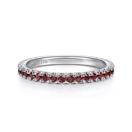 14K White Gold Garnet Stackable Ring — Gabriel & Co. LR50889W4JGN
