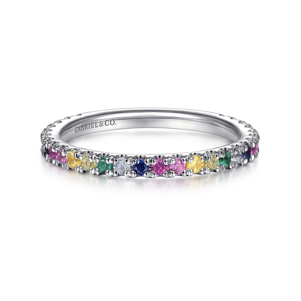 14K White Gold Rainbow Color Stone Stackable Ring — Gabriel & Co. LR50889W4JMC