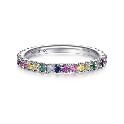 14K White Gold Rainbow Color Stone Stackable Ring — Gabriel & Co. LR50889W4JMC