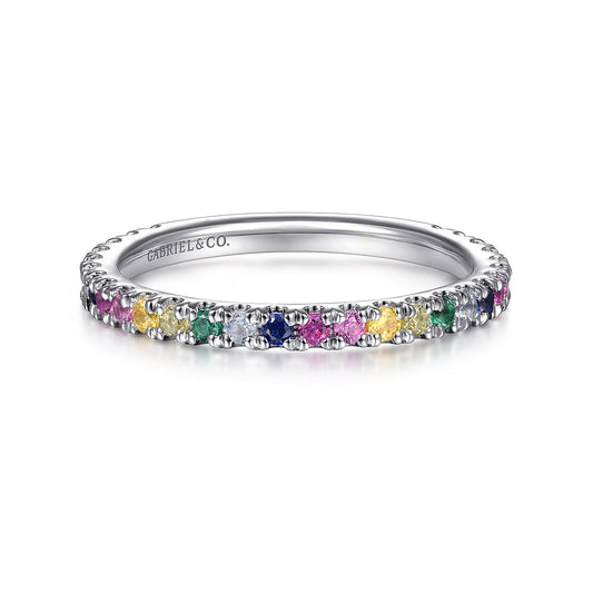14K White Gold Rainbow Color Stone Stackable Ring — Gabriel & Co. LR50889W4JMC