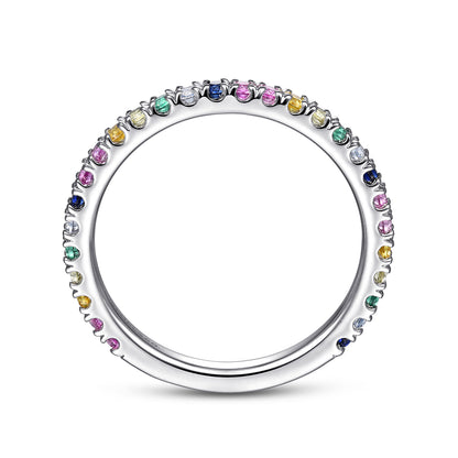 14K White Gold Rainbow Color Stone Stackable Ring — Gabriel & Co. LR50889W4JMC