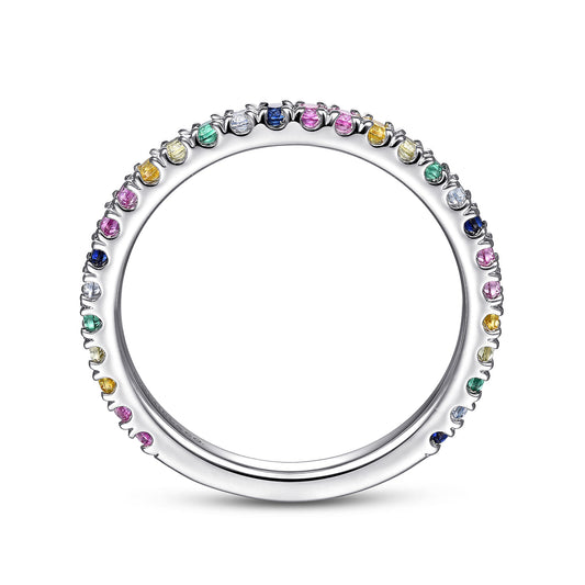 14K White Gold Rainbow Color Stone Stackable Ring — Gabriel & Co. LR50889W4JMC