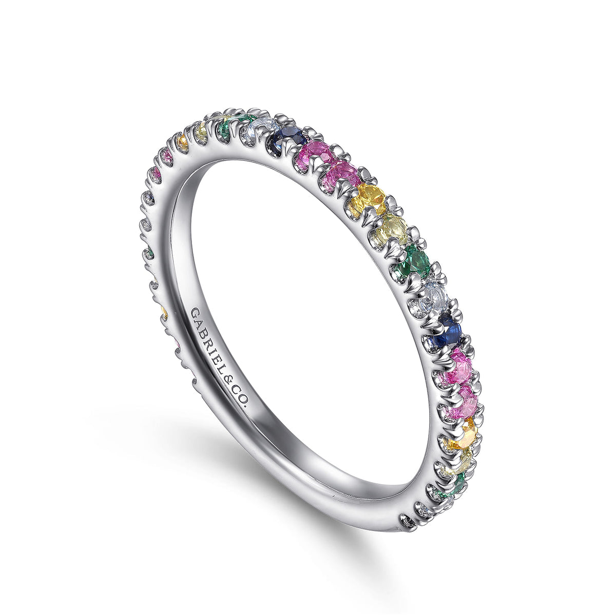 14K White Gold Rainbow Color Stone Stackable Ring — Gabriel & Co. LR50889W4JMC