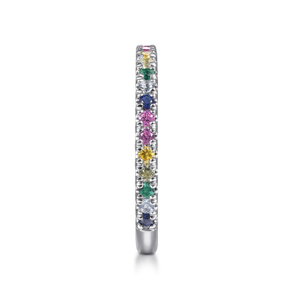 14K White Gold Rainbow Color Stone Stackable Ring — Gabriel & Co. LR50889W4JMC