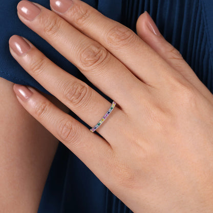 14K White Gold Rainbow Color Stone Stackable Ring — Gabriel & Co. LR50889W4JMC