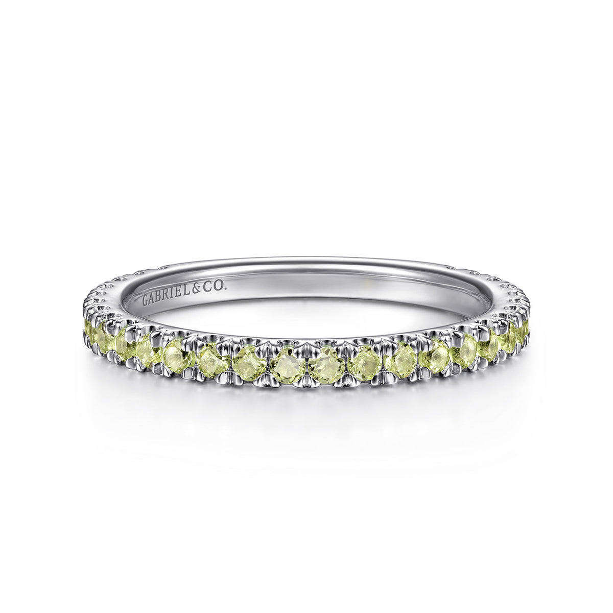 14K White Gold Peridot Stackable Ring — Gabriel & Co. LR50889W4JPE