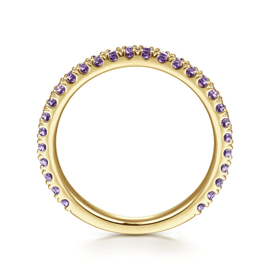 14K Yellow Gold Amethyst Stackable Ring — Gabriel & Co. LR50889Y4JAM