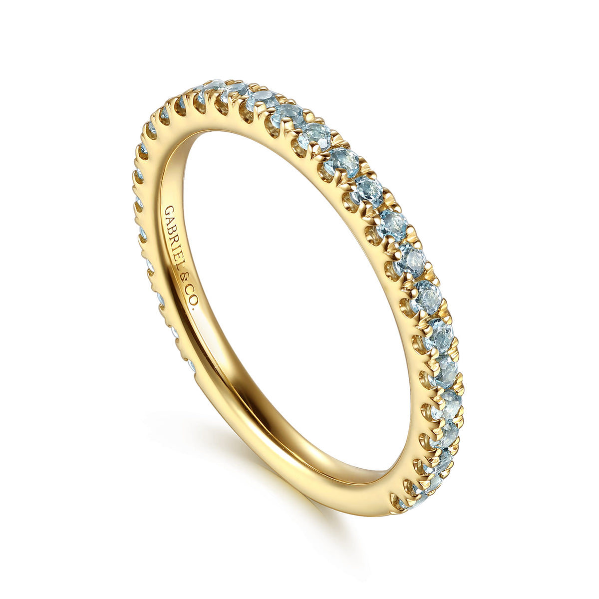 14K Yellow Gold Blue Topaz Stacklable Ring — Gabriel & Co. LR50889Y4JBT