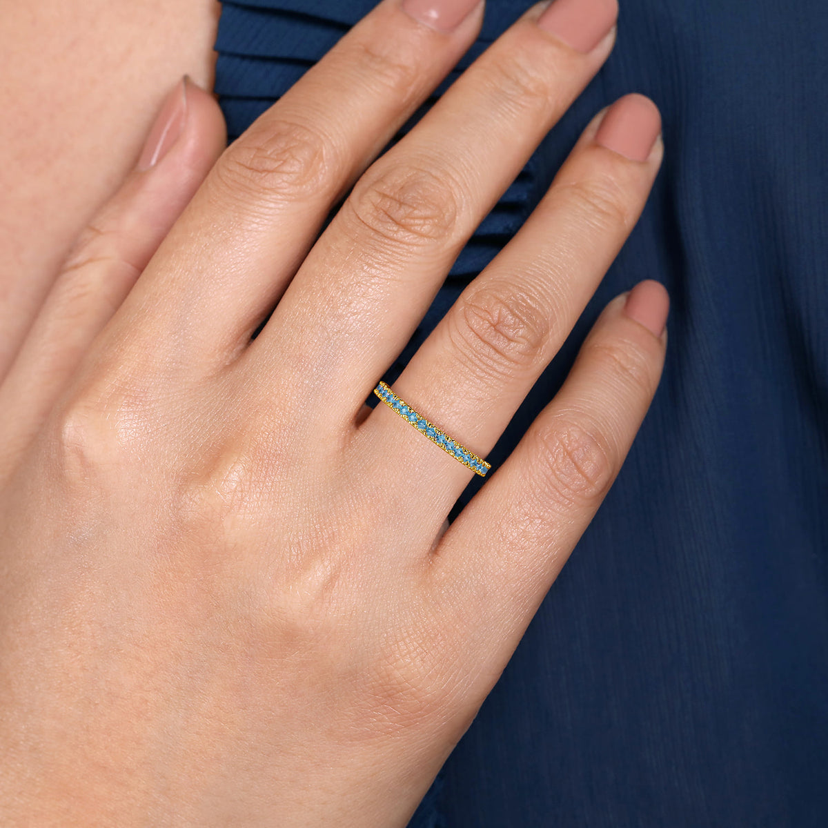 14K Yellow Gold Blue Topaz Stacklable Ring — Gabriel & Co. LR50889Y4JBT
